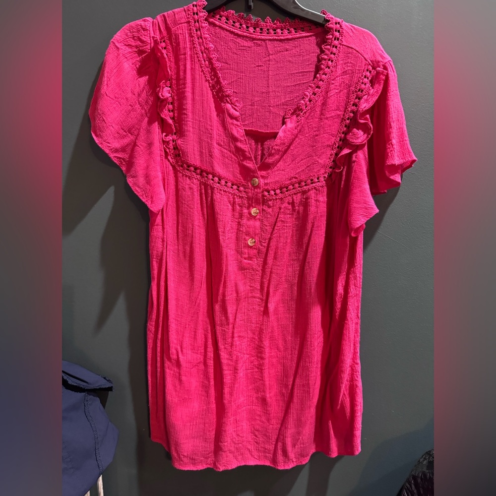 Pink Ruffled Women's Top - Picture 2 of 3